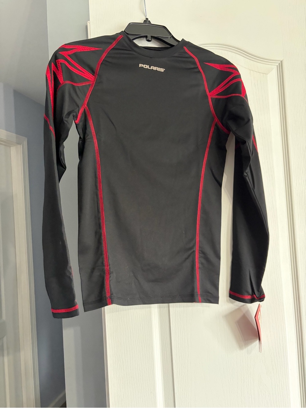 Polaris Black Performance Base layer Long Sleeve Top with Red Accents